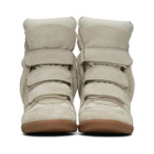 Isabel Marant Ecru Suede Beckett Wedge Sneakers