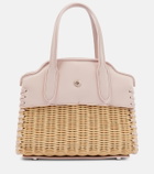 Loro Piana Leather-trimmed raffia tote bag