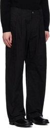 AFTER PRAY Black Curved Two Tuck Cotton Trousers