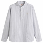 Danton Men's Round Collar Pull Over Shirt in Navy/White Stripe