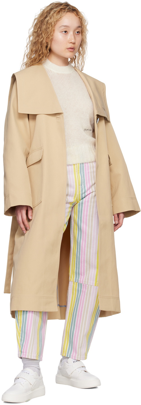 GANNI Khaki Oversized Trench Coat