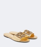 Dolce&Gabbana DG embellished metallic leather slides