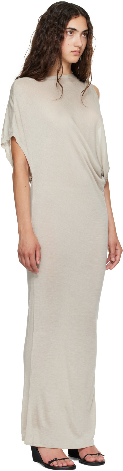 Belle Anna Beige Ornament Maxi Dress