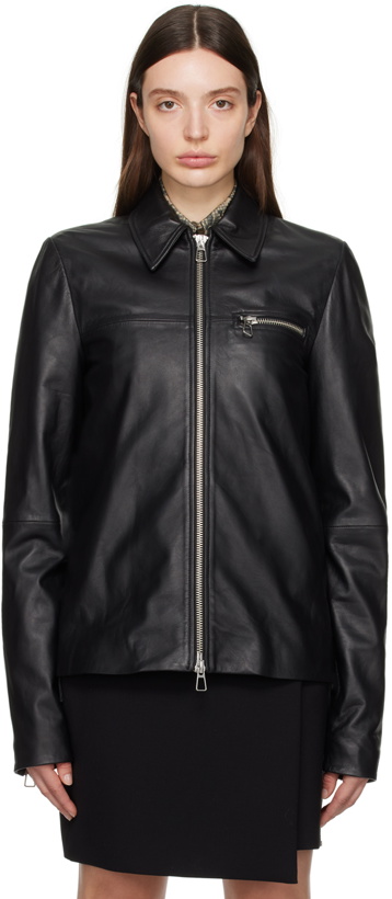 Photo: Sportmax Black Gel Leather Jacket