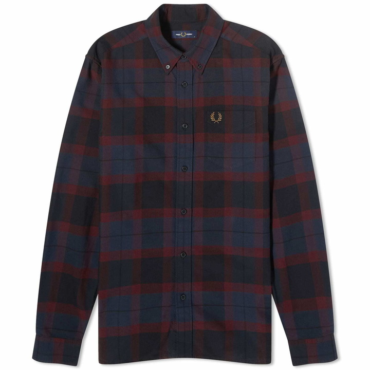 Photo: Fred Perry Men's Tartan Shirt in Oxblood