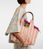 Chloé Chloé Stripy Large logo canvas tote bag