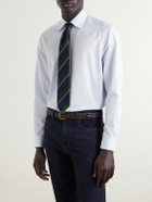 Dunhill - Cutaway-Collar Herringbone Cotton Shirt - Blue