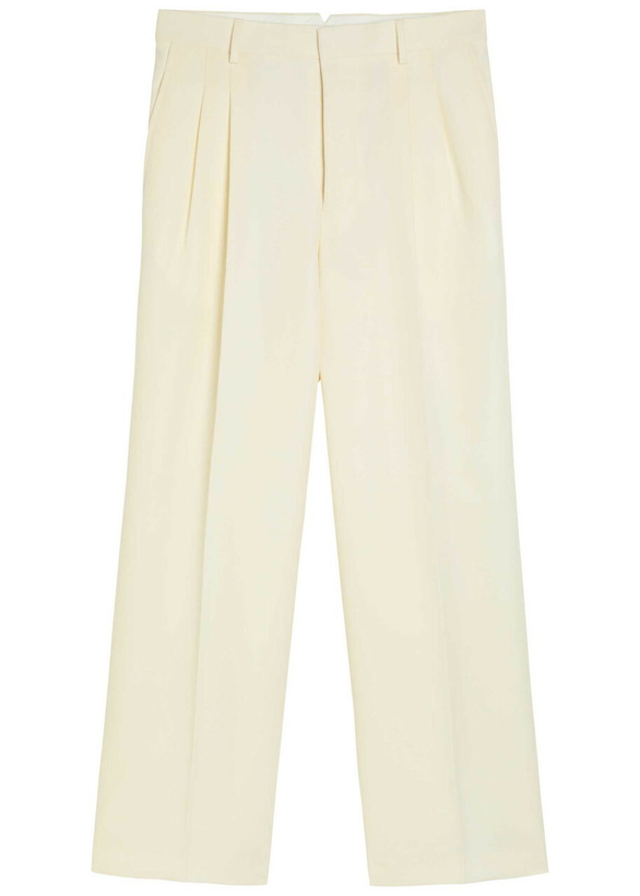 Photo: Ami Paris Pleated Wide-leg Wool Trousers Cream