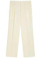 Ami Paris Pleated Wide-leg Wool Trousers Cream