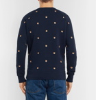 Maison Kitsuné - Slim-Fit Embroidered Loopback Cotton-Jersey Sweatshirt - Navy