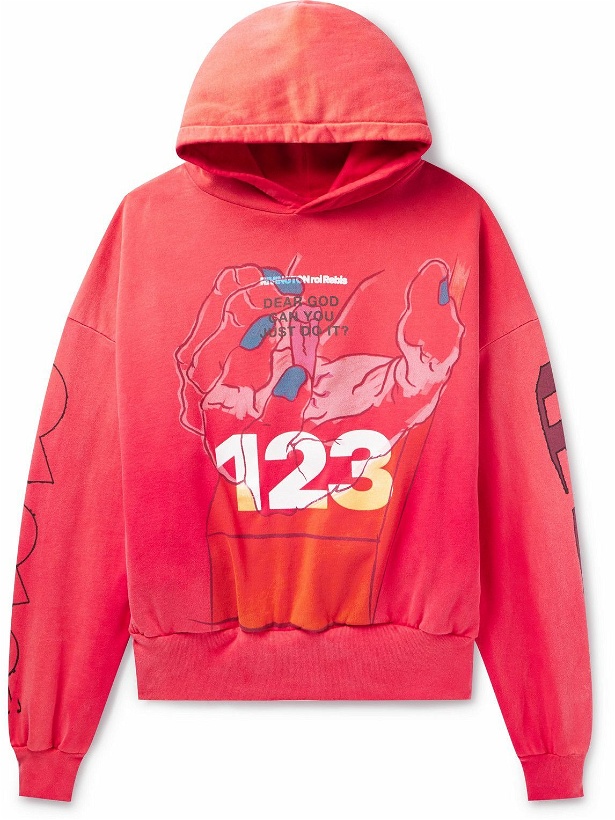 Photo: RRR123 - Passion Logo-Print Cotton-Jersey Hoodie - Red
