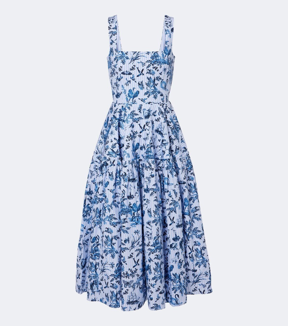 Erdem Striped printed cotton poplin midi dress