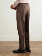Zegna - Straight-Leg Cotton and Wool-Blend Trousers - Brown