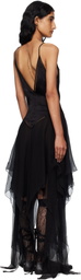 Ann Demeulemeester Black Multilayer Slip Midi Dress