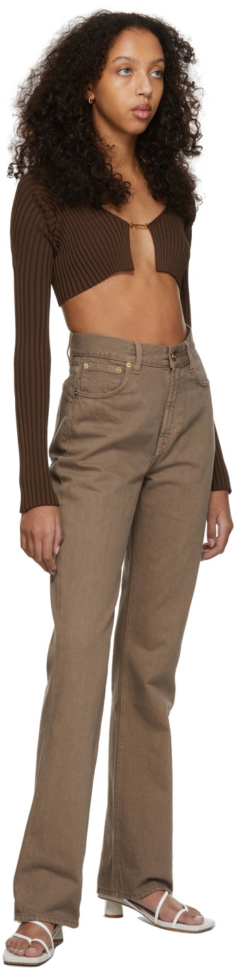 JACQUEMUS カーディガン ラ マイユ プラル ロング ブラウン Brown Le Raphia 'La Maille Pralù' Cardigan by JACQUEMUS on Sale