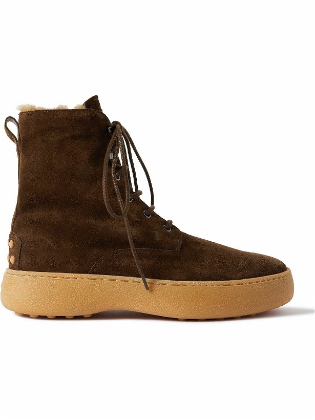 Photo: Tod's - Shearling-Lined Suede Boots - Brown