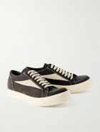 Rick Owens - Vintage Suede-Trimmed Leather Sneakers - Gray