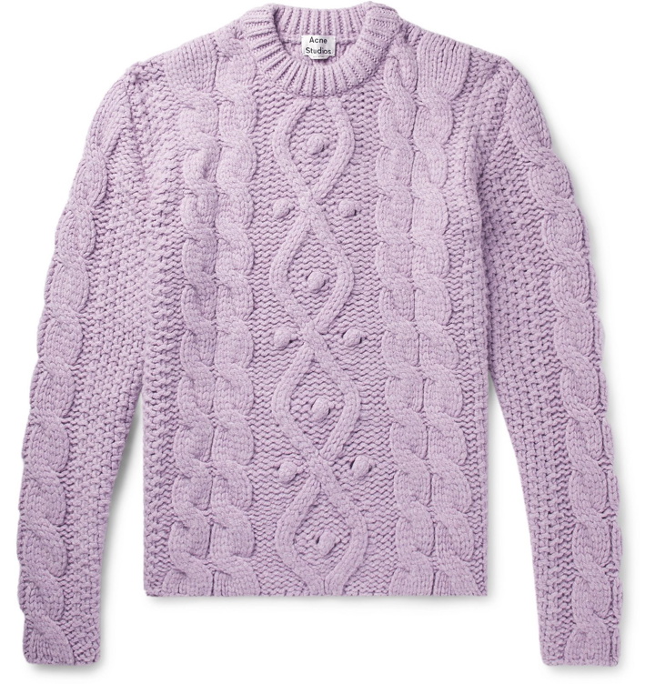 Photo: Acne Studios - Oversized Cable-Knit Sweater - Purple