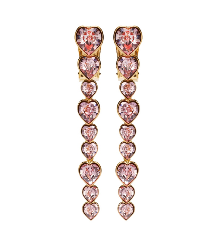 Photo: Oscar de la Renta Heart crystal-embellished clip-on earrings