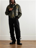 Givenchy - Distressed Shearling-Trimmed Cracked-Leather Jacket - Black