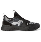 Valentino - Valentino Garavani Rockrunner Plus Camouflage-Print Rubber, Suede and Canvas Sneakers - Black