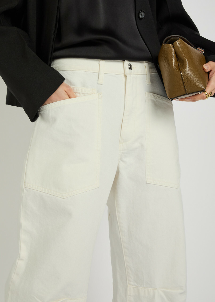 Nili Lotan Shon Barrel-leg Jeans Cream