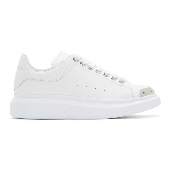 Photo: Alexander McQueen White and Silver Toe Cap Oversized Sneakers