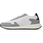 BOSS White & Gray Lightweight Fabric Suede Trim Sneakers