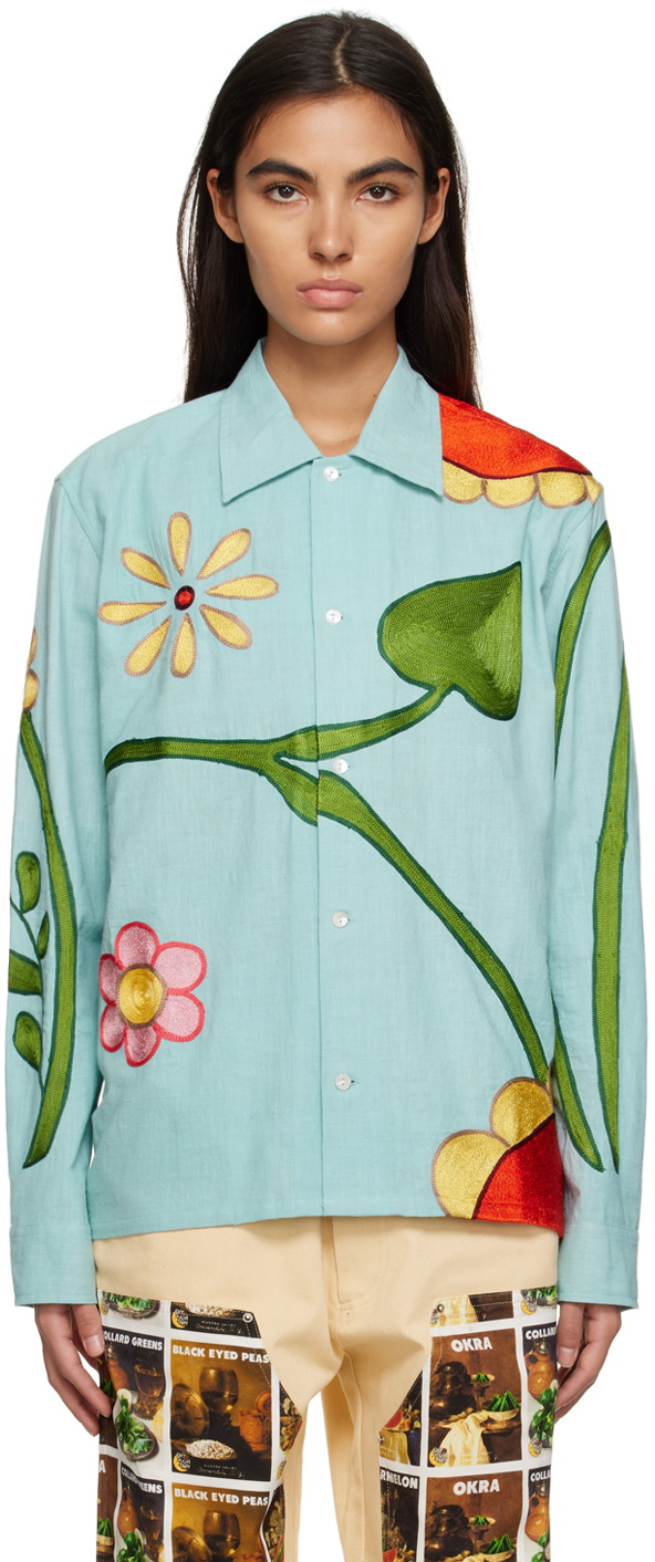 Sky High Farm Workwear Blue Flower Shirt