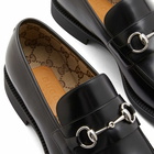 Gucci Men's Rubber Sole Tempe Horsebit Leather Loafer in Black