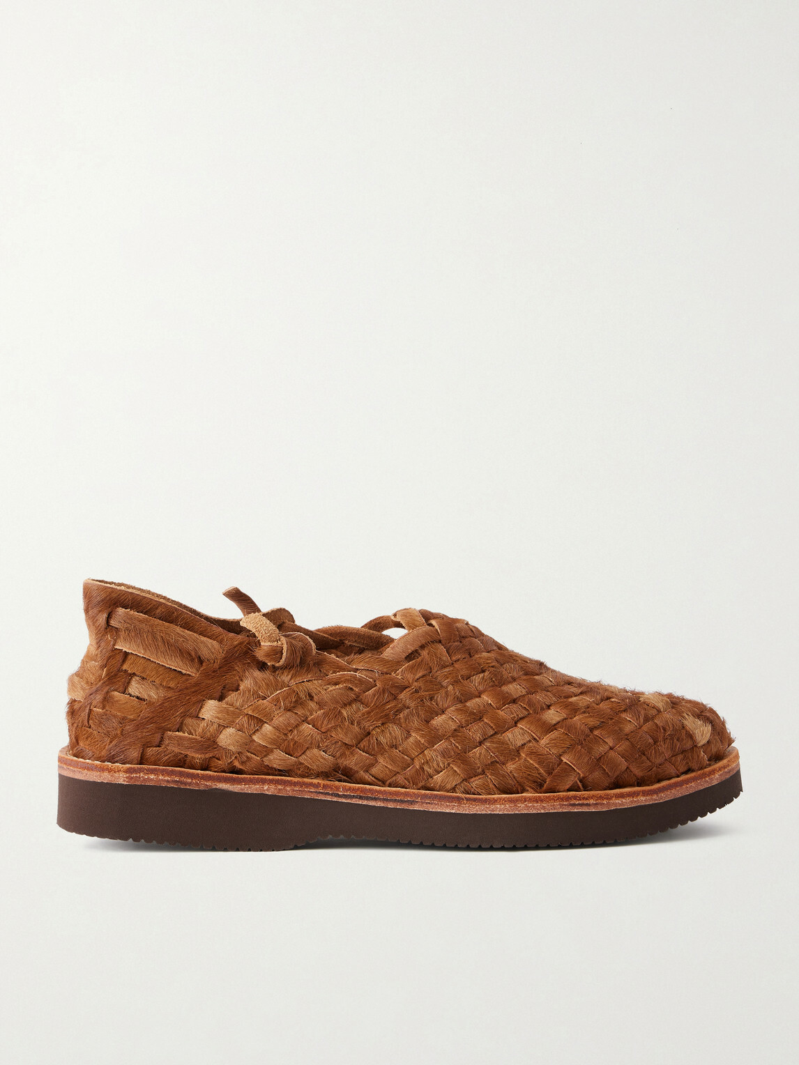 Yuketen - Woven Calf Hair Huarache Sandals - Brown