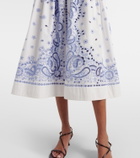 Self-Portrait Embroidered paisley cotton midi dress