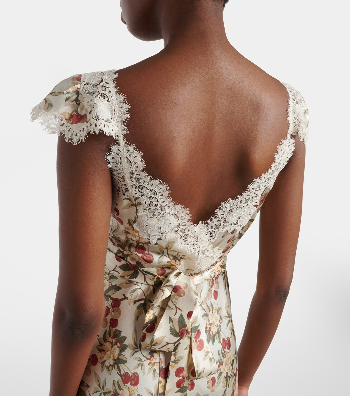 Dôen Fiona lace-trimmed silk midi dress