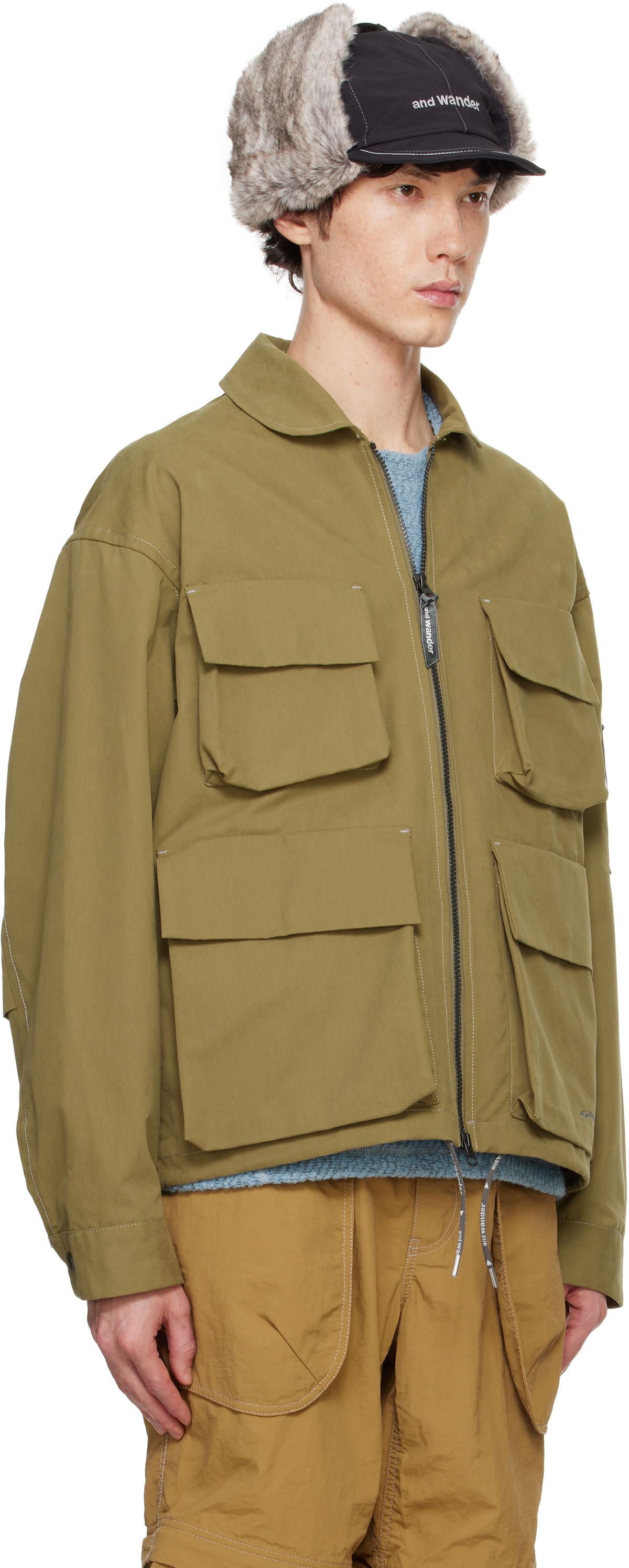 and wander Beige C/PE Twill Field Jacket and Wander