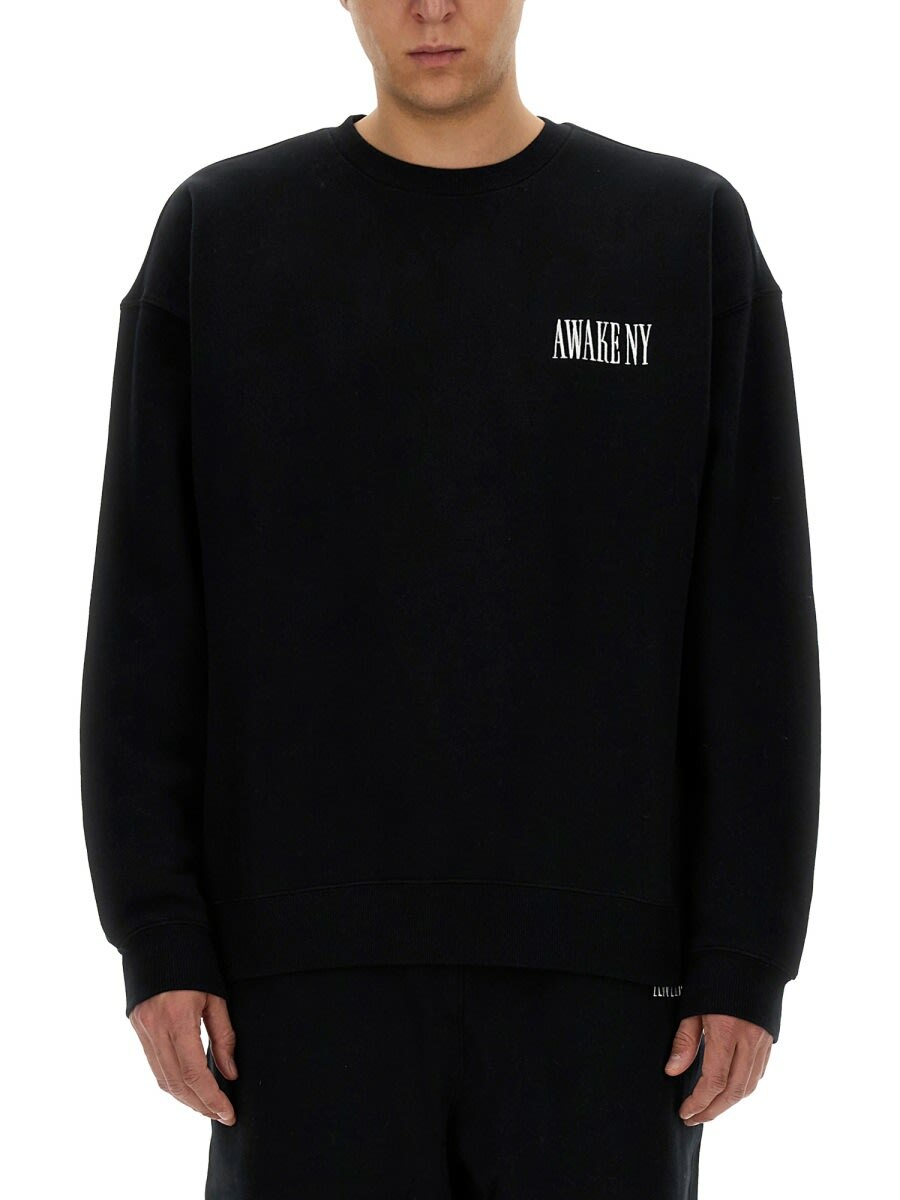 Awake NY Men's Script Quarter Zip Sweatshirt in Black Awake NY