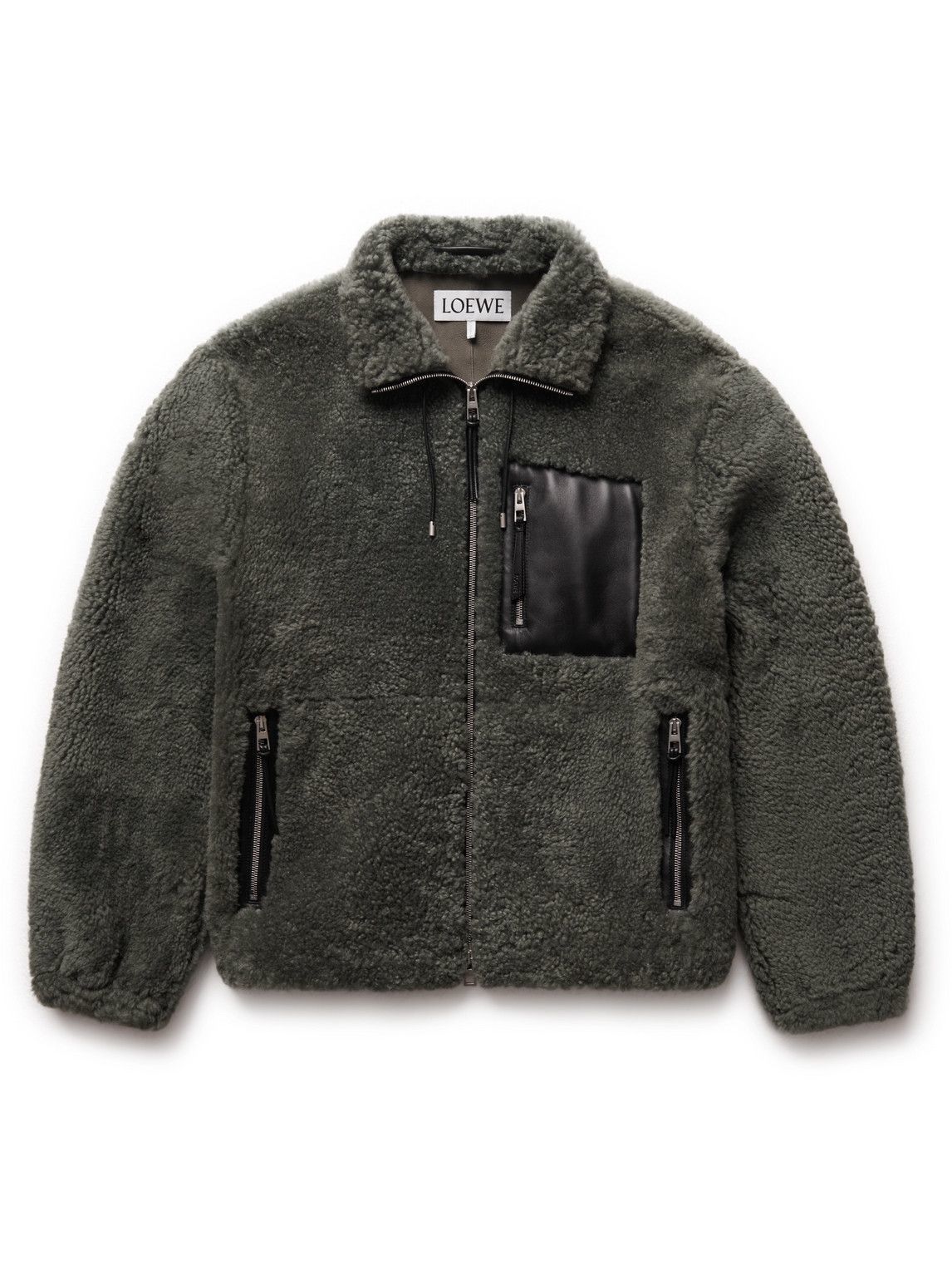 Loewe - Leather-Trimmed Shearling Jacket - Green Loewe