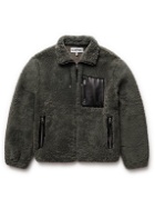 Loewe - Leather-Trimmed Shearling Jacket - Green