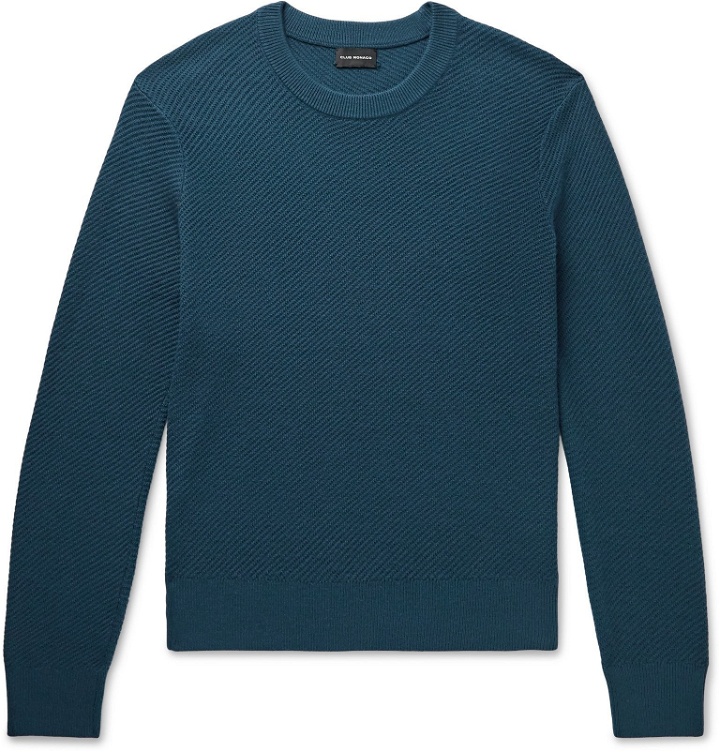 Photo: Club Monaco - Ribbed Wool-Blend Sweater - Blue