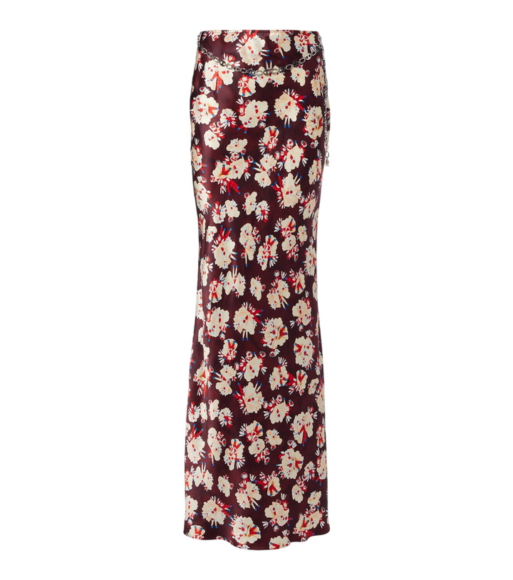 Photo: Rabanne Chain-detail floral silk maxi skirt