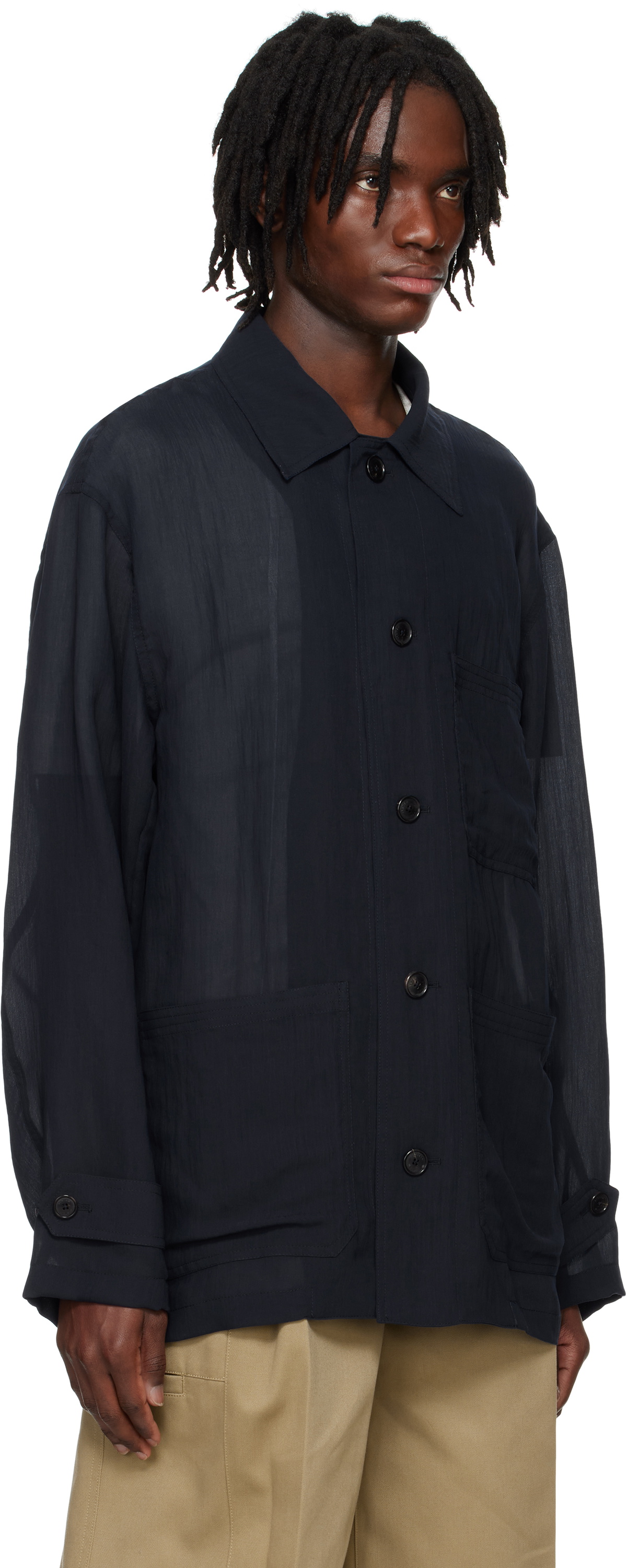 System Navy Sheer Chore Overshirt