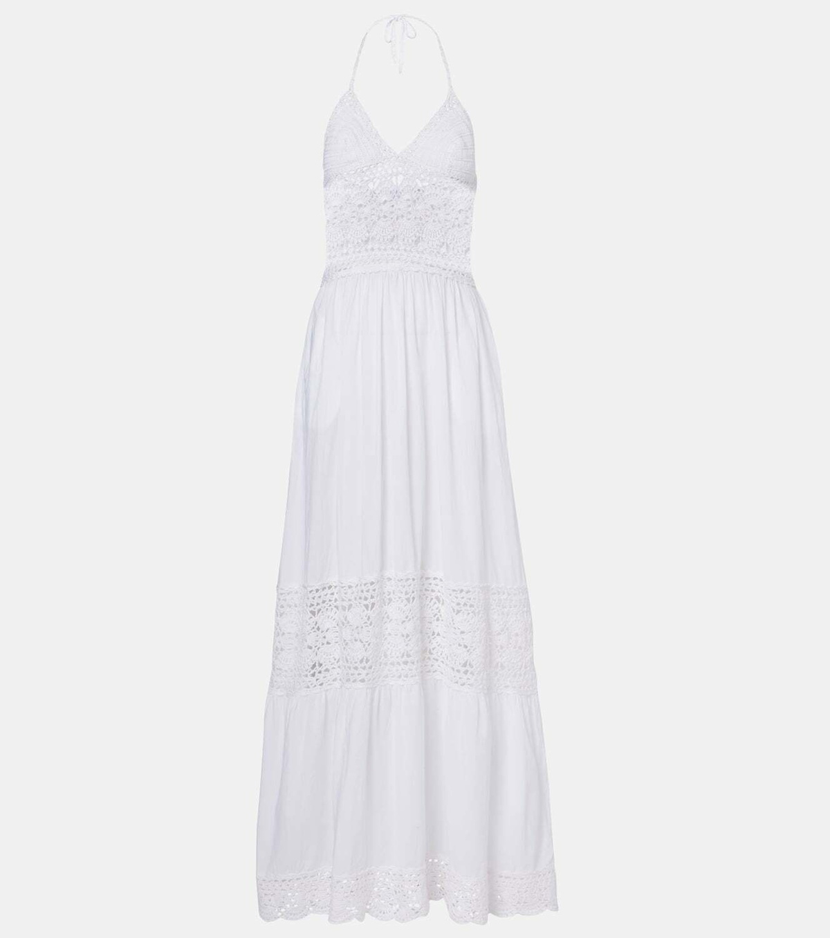 Anna Kosturova Filigree crochet halterneck maxi dress