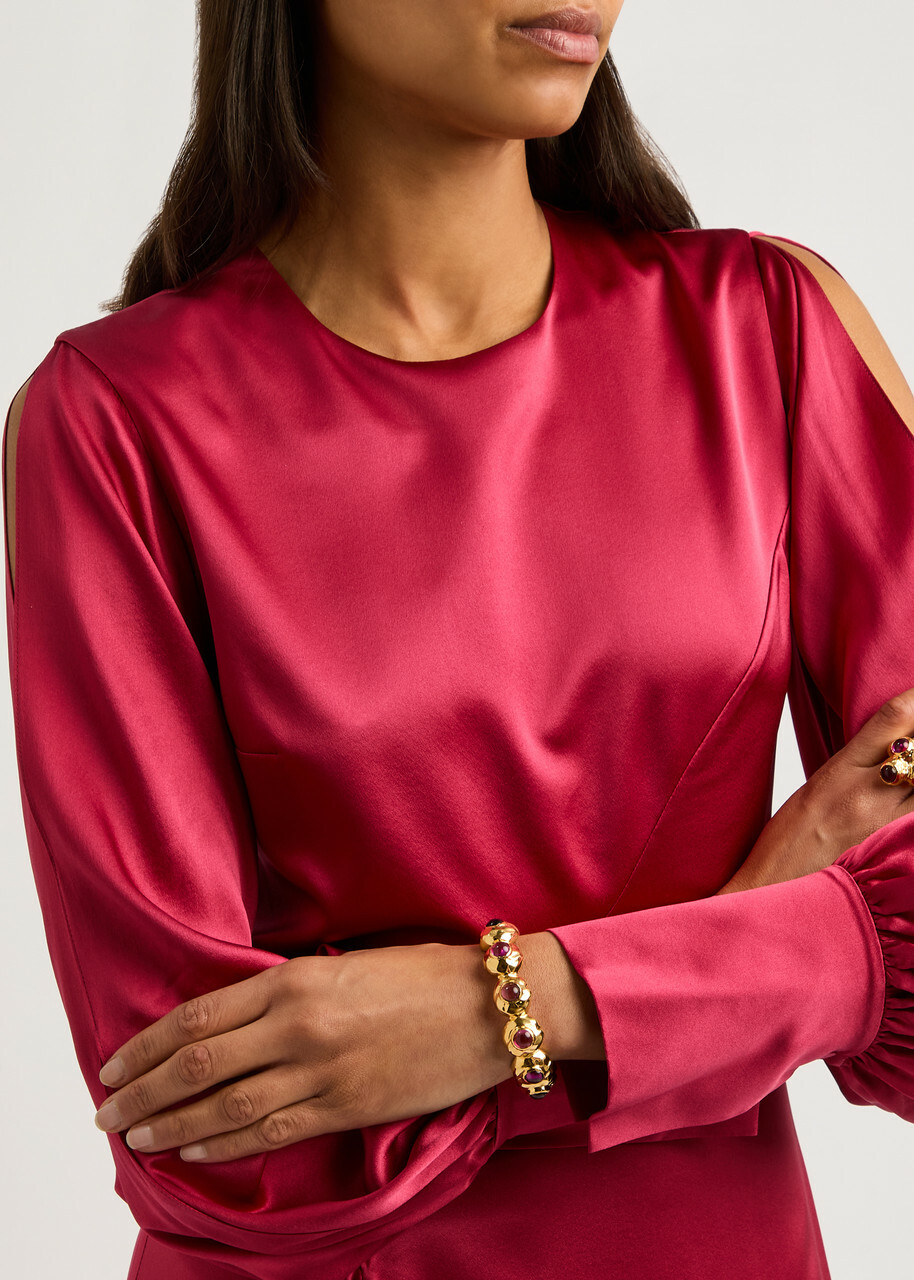 Joanna Laura Constantine Wave Crystal-embellished 18kt Gold-plated Cuff - One Size