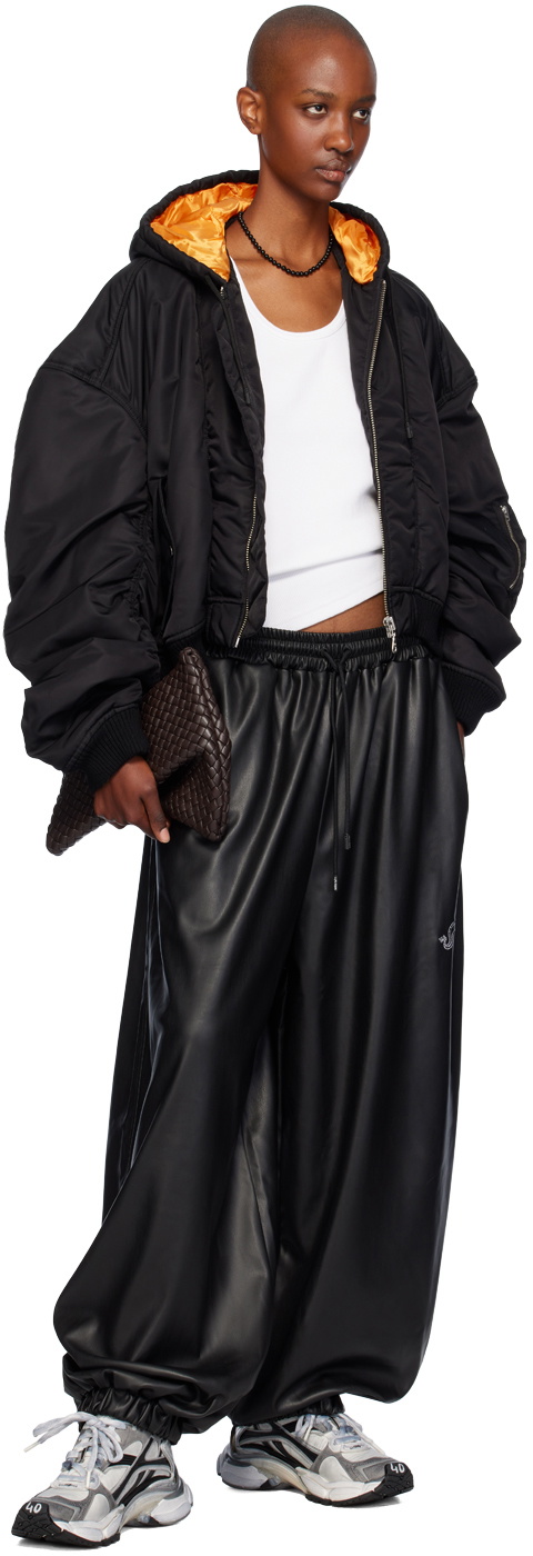 LU'U DAN Black Baggy Bontan Faux-Leather Trousers