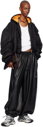 LU'U DAN Black Baggy Bontan Faux-Leather Trousers