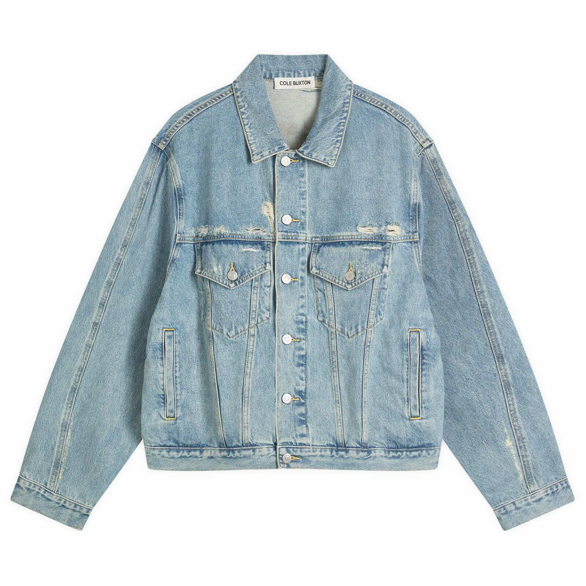 Cole Buxton Men's Washed Denim Jacket in Blue