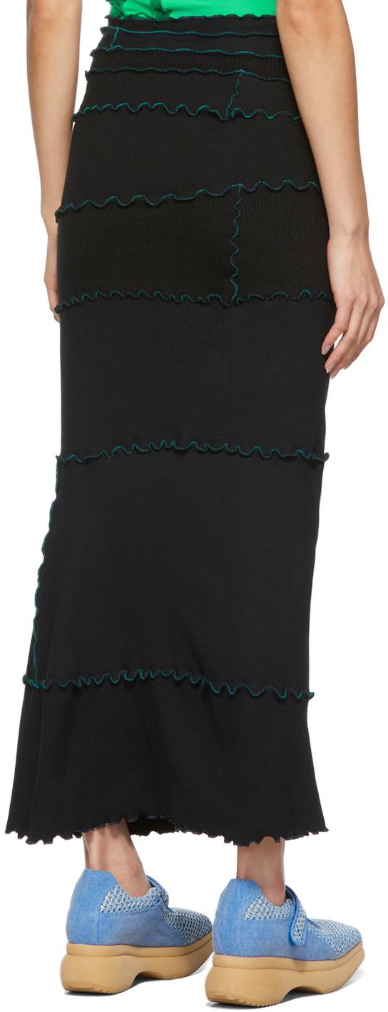 Sherris Black Rib Knit Long Skirt Sherris