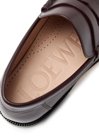Loewe Campo Glossed Leather Loafers Burgundy