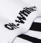 Off-White - Ribbed Logo-Intarsia Stretch Cotton-Blend Socks - White