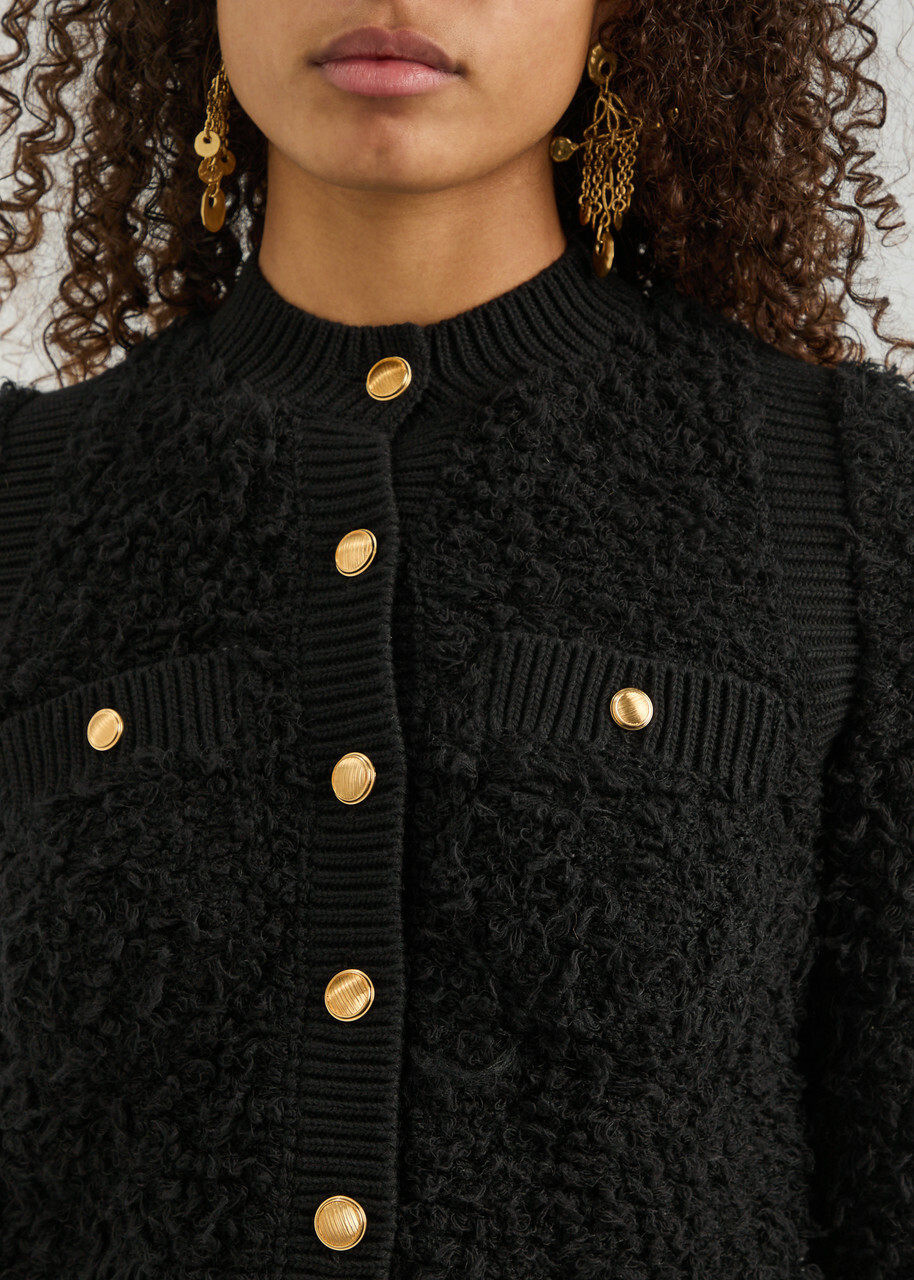 Chloe Cropped Brushed Mohair-blend Cardigan Black Chloe