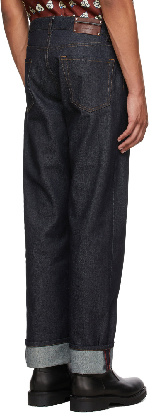 Dries Van Noten Indigo Raw Denim Contrast Stitch Jeans